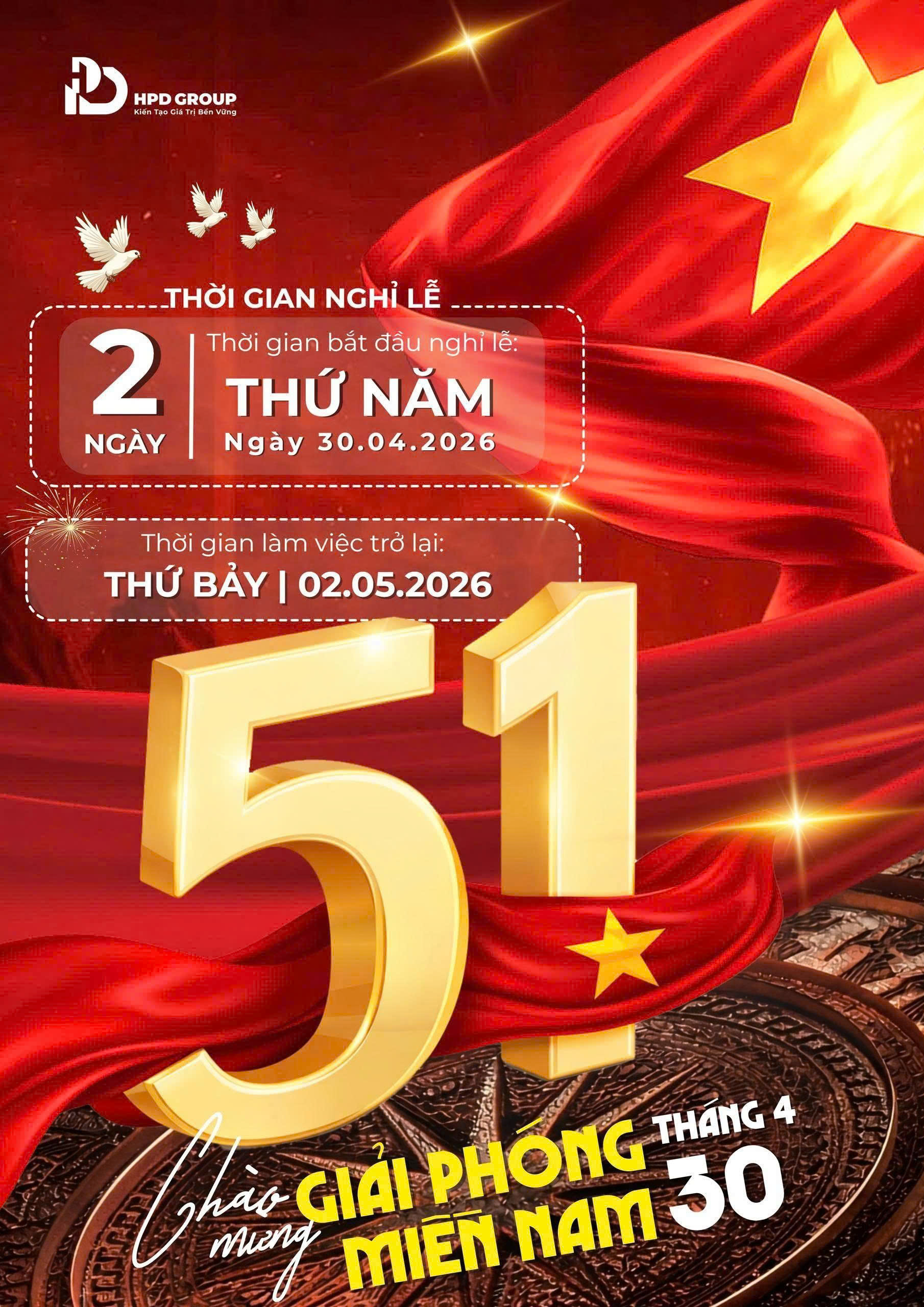 [THÔNG BÁO] THÔNG BÁO NGHỈ LỄ 30/4 – 1/5