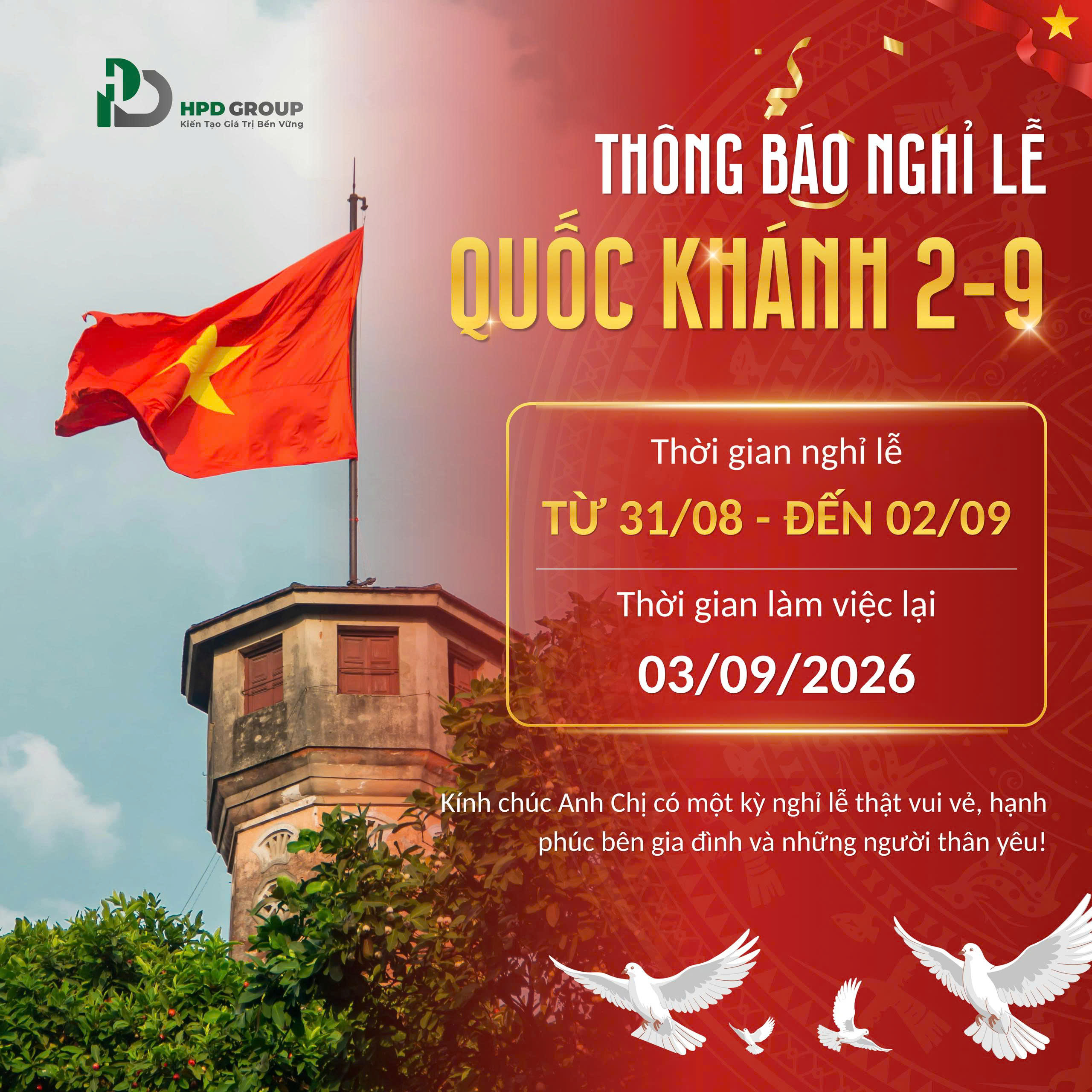 THÔNG BÁO NGHỈ LỄ 2/9